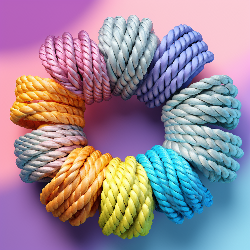 Weergave van de diverse en levendige kleurvariaties van paracord beschikbaar bij FurryMuzzle, ideaal voor het creรซren van unieke en gepersonaliseerde honden halsbanden.