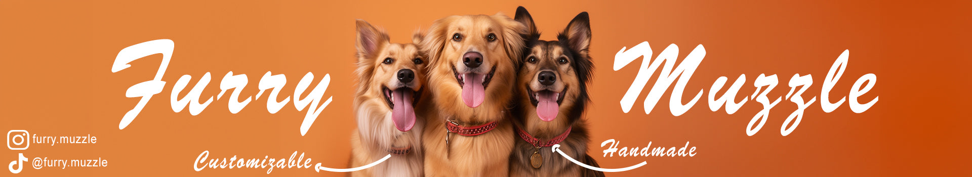 Honden met een FurryMuzzle handgemaakte halsband